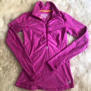New Balance Dry half-zip athletic Top in pink xs